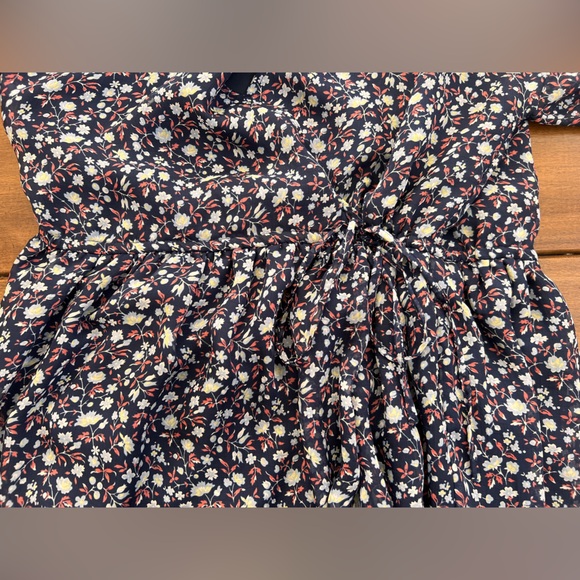 Madewell Navy Harvest Vine Floral Long Sleeve Dress - Picture 4 of 7